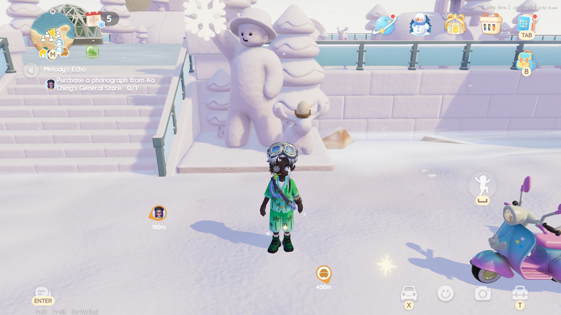 Day 2 White Cracked Egg on the moose statue at the ice rink entrance