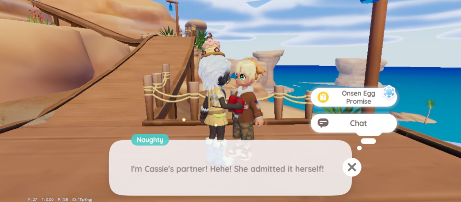 Interacting with Naughty NPC to trigger the Egg Hunt quest